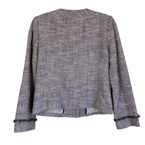 J.Crew Sz S Confetti Tweed Blazer Jacket Pink Green Bracelet Sleeves Classic - Picture 4 of 16